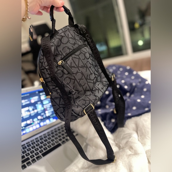 Calvin Klein Black Monogram Backpack - Adjustable Straps - Picture 4 of 5